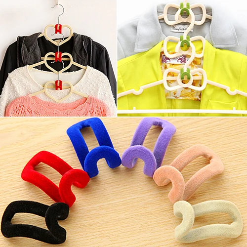 

New Arrival 2016 10 Pcs Home Creative Mini Flocking Clothes Hanger Easy Hook Closet Organizer
