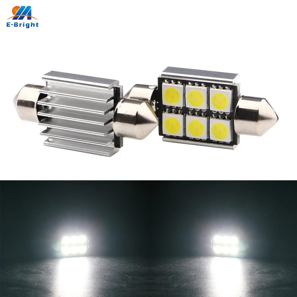 100 шт. гирлянда C5W Canbus led 36 мм 5050 6SMD Авто Чтение ЛАМПОЧКА ошибок 6000 k/39 мм/41 мм светодиодный фонарь освещения номерного знака