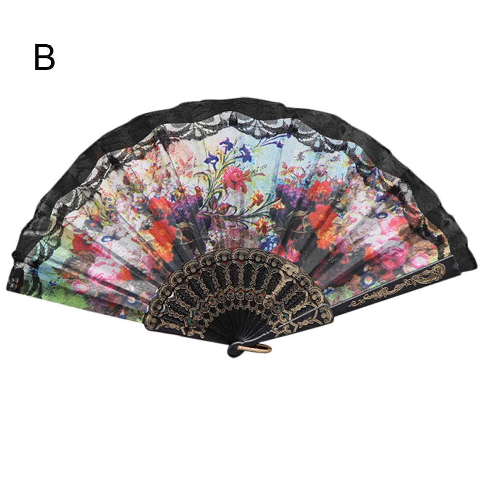 wedding fans hand Chinese Style hand folding fan Lace Hand Held Folding Fan Dance Party Wedding Ventagli Marriage#0821