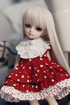 

Accept custom New Handmade Pure cotton 1/3 1/4 1/6 SD MSD YOSD DOC BJD Doll Clothes Red Lace Wave point Dress/Skirt