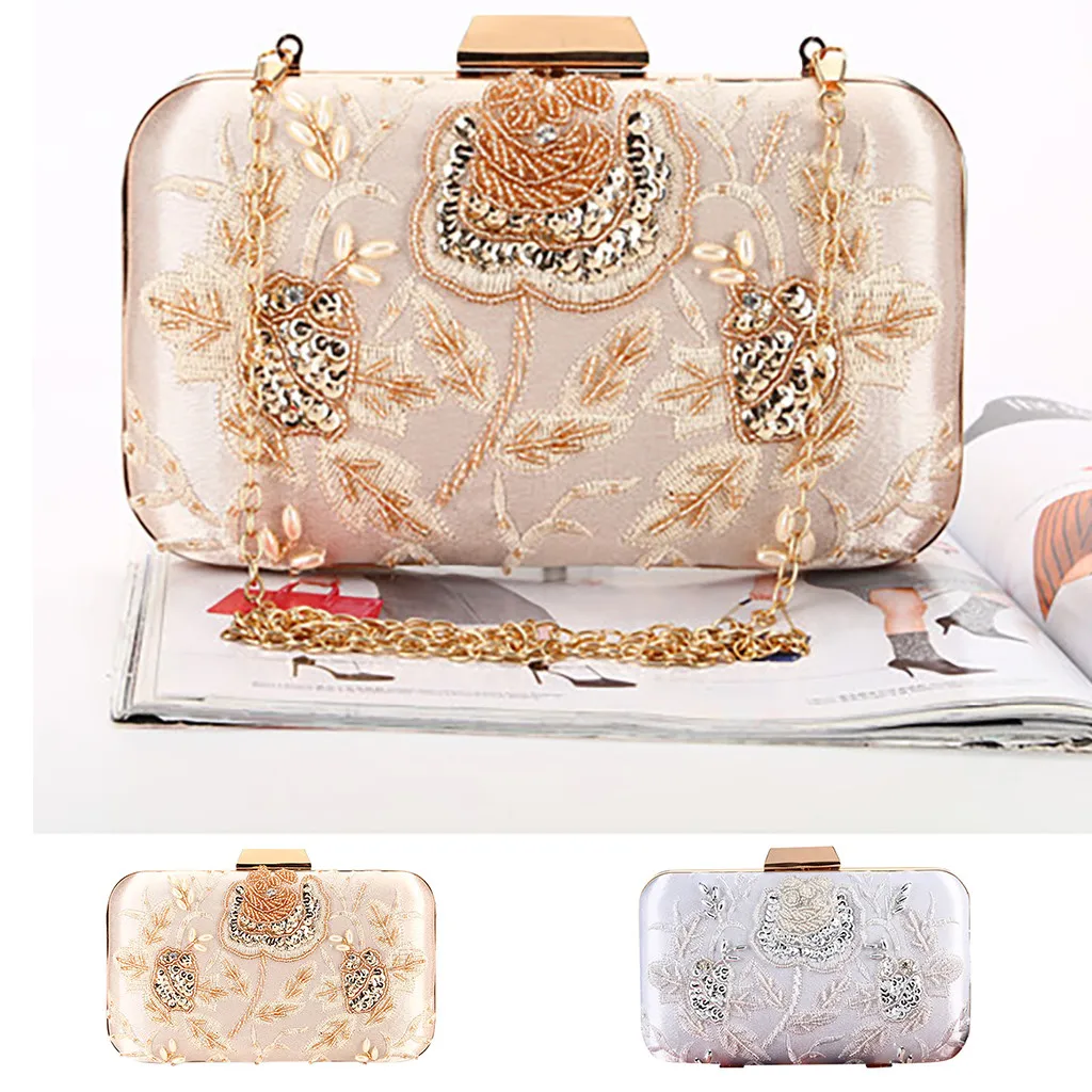 

2019 KKMHan New Women New Beaded Evening Bag Hand Made Flower Clutch Shoulder Cross Bags Handbag Dropshipping bolso mujer