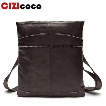 

New Male Bag Genuine Leather Messenger Bag Men Leather Shoulder Bags Small Casual Crossbody Bags Mini Ipad Flap 703