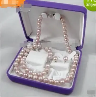 

AAA +genuine 8-9mm SOUTH SEA PURPLE PEARL NECKLACE 18inch bracelet 8inches earring