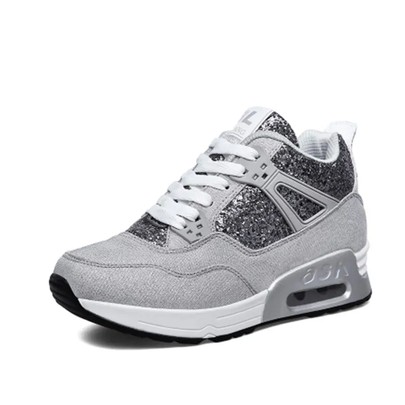 Mode 2019 black Grey Respirant 7 Casual Marche Formateurs Automne Appartements dark Chaussures Femmes Printemps Grey De Light Talons Cm Croissante Marque Hauteur qBnfRntE1