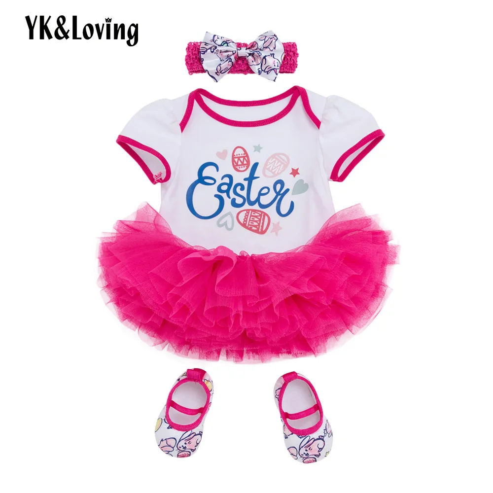

YK&Loving Newborn Baby Girl Skirts Pink Easter Day Style Baby Clothing Cotton Warm Baby Girl Skirt Rompers With Shoes Bowknot