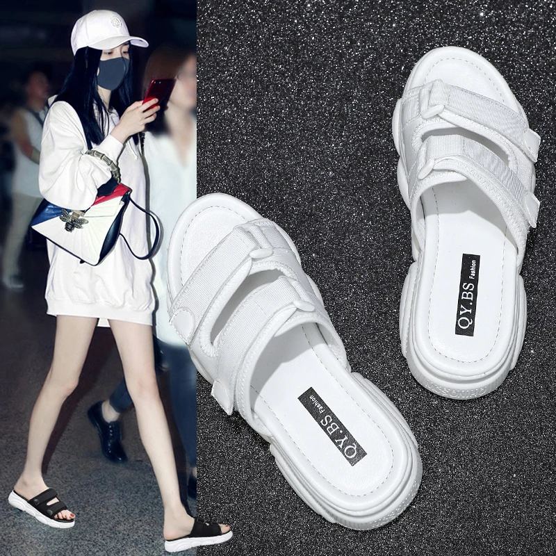 

slippers Shoes Woman 2019 summer new wear flat bottom beach shoes fashion wild net red sports sandals female