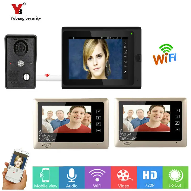 

Yobang Security 3*7inch Wireless/Wired Wifi IP Video Door Phone Doorbell Intercom Entry System with 1 Wired Camera Night Vision