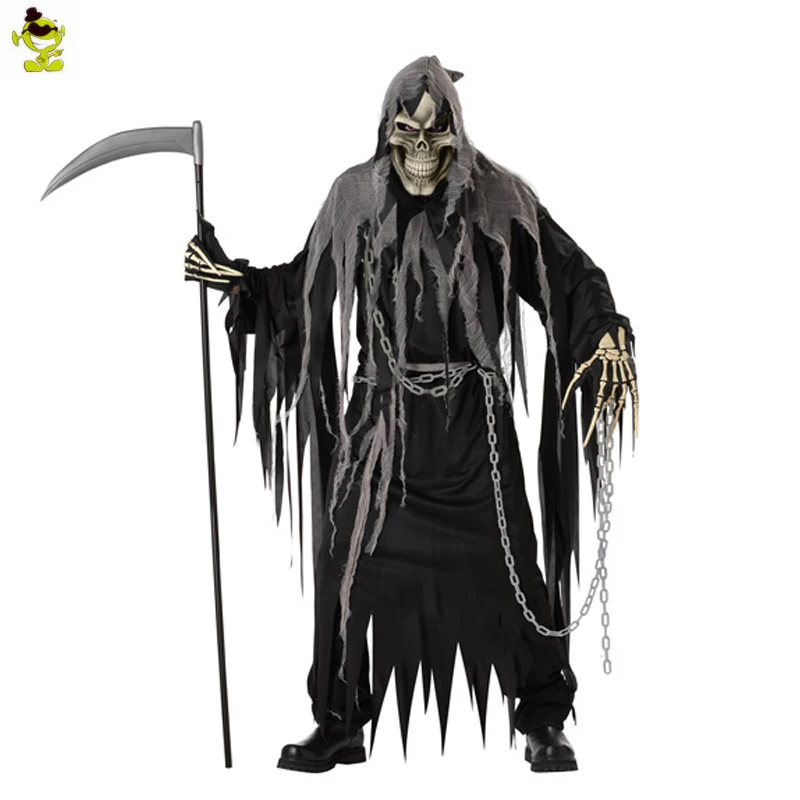 Мужской костюм на Хэллоуин Mr.Grim Reaper Косплей Взрослый мужской скелета смерти