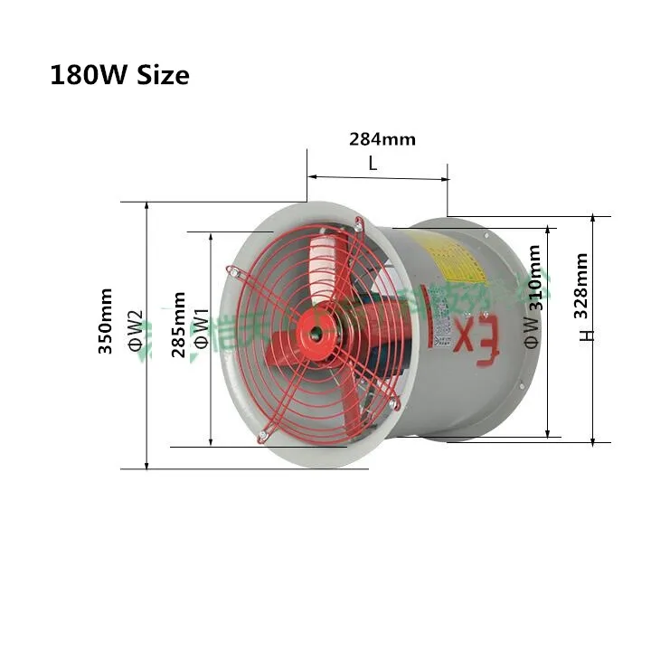 Осевой вентилятор 220 В 180 Вт/250 Вт взрывозащищенный осевой вентилятор двигатель Чистая медь большой объем воздуха Заводская вентиляция туннелей
