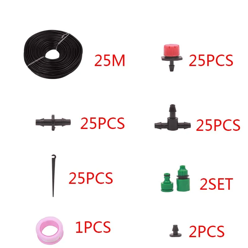 25 м микро-разбрызгиватели спрей водяное охлаждение увлажняющий водяной полив автоматический полив комплект капельного орошения садовый полив - Цвет: 25M