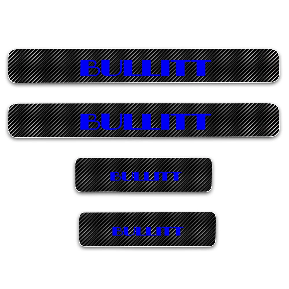  Car Carbon Fiber Protect Sticker Look Car Door Plate sill scuff For Ford Bullitt Mustang explorer M