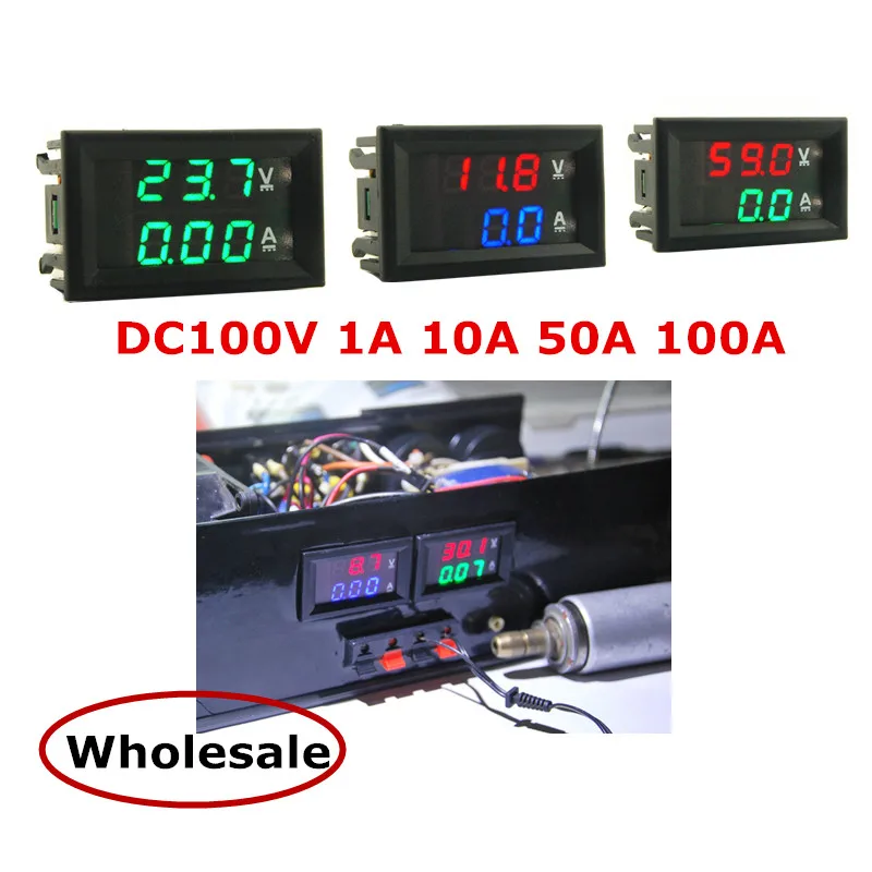 DC 100V 1A 10A 50A 100A мини 0,28 дюйма светодиодный цифровой вольтметр постоянного тока Амперметр Вольт Амперметр Напряжение тока/амперметр