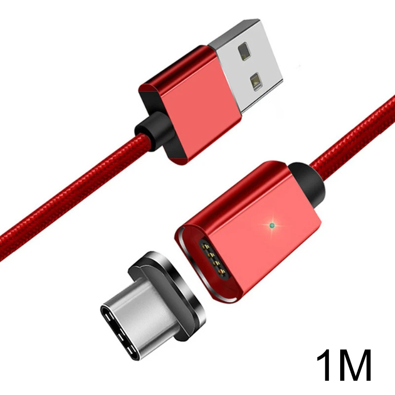 Магнитный кабель USB для быстрой зарядки кабель usb type C Магнитный кабель для зарядки данных Micro USB кабель для мобильного телефона USB шнур - Цвет: 1m red