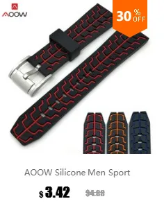 AOOW Ремешок Универсальный Мода спортивные силиконовые часы Браслет замена 20 мм 22 24 черный металлический