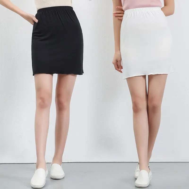 Новейшая летняя офисная Дамская Модальная юбка эластичные юбки с высокой талией, белые черные юбки