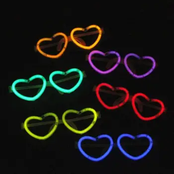 

SOLLED DIY Heart Shape Glasses Luminous Frame Colorful Glow Stick Glasses Frame Luminous Light Up Neon Party Xmas