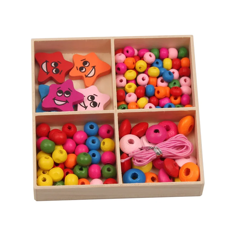 1 коробка разноцветные бусины из натурального дерева для изготовления ювелирных изделий подходят DIY Детские ожерелья браслеты ручной работы детские игрушки ремесла - Цвет: 2