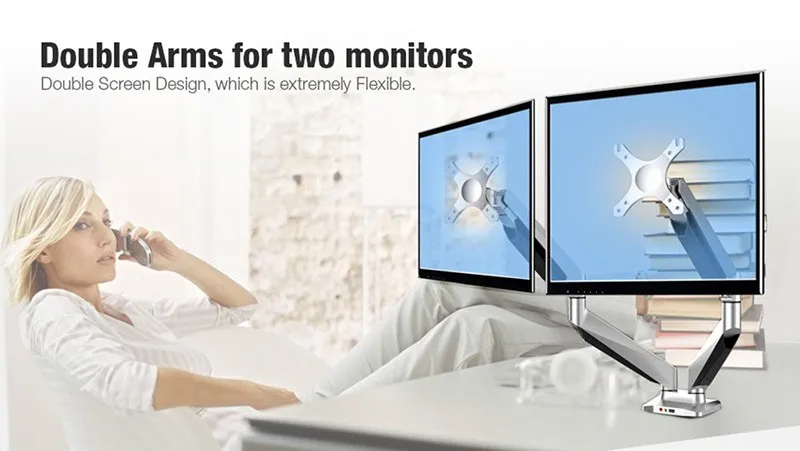 High-End Desktop Full Motion Dual LCD Monitor