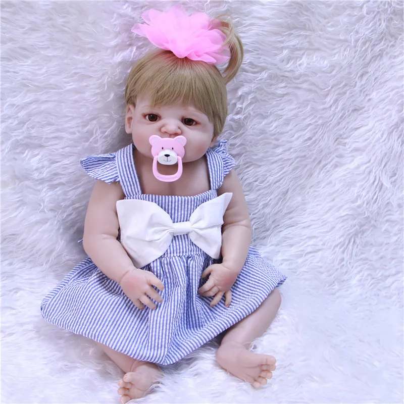 23 &quotполный Силиконовый Reborn Girl Baby Doll Игрушки 55 см новорожденная принцесса bathe