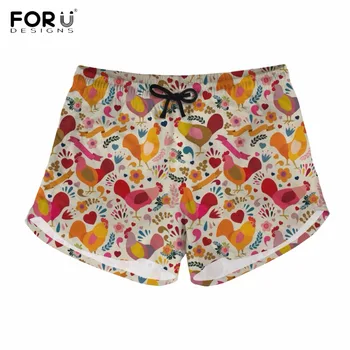 

FORUDESIGNS Cute Rooster/Chicken 3D Printing Girls Summer Fitness Shorts Fashion Short Pants for Woman Floral Harajuku Fit Short
