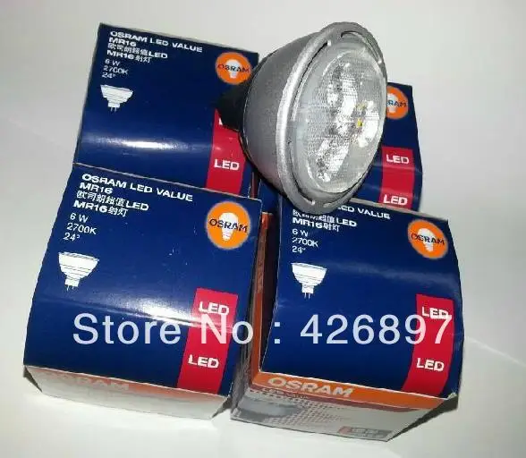 

OSRAM LED VALUE MR16 35 2700K 3000K 24D 12V 6W lamp,GU5.3 50/60Hz,equal halogen 35W bulb,warm white downlights spot lighting