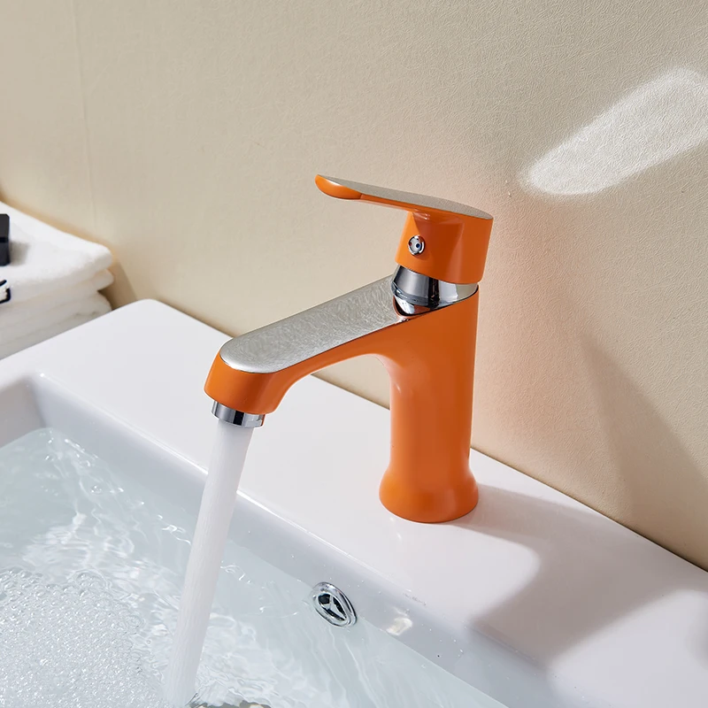 quyanre wanfan frap orange green basin faucet hot cold mixer tap single handle mixer tap bathroom basin sink tap1