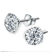 1 пара, серебряные круглые серьги-гвоздики для женщин, CZ AAA циркон, серьги-гвоздики, ювелирные изделия из хирургической стали, 3 мм-10 мм, подарок для женщин и девушек