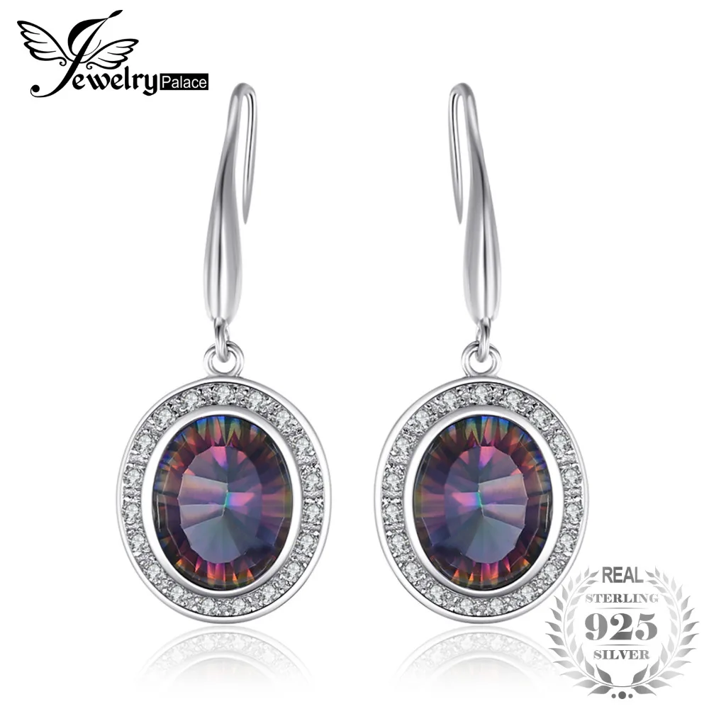

6ct Natural Rainbow Fire Mystic Topaz Dangle Earrings Solid 925 Sterling Silver Brand New Hot Jewelry High Quality