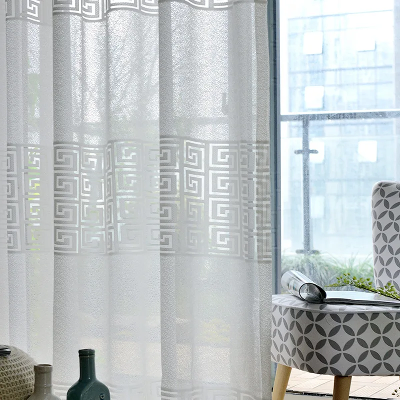 Sólido moderna ventana Cortinas de tul para sala de estar geométrica blanco velo pura forro Voile dormitorio solo Panel Cortinas hueco Sólido moderna ventana Cortinas de tul para sala de estar geométrica blanco velo pura forro Voile dormitorio solo Panel Cortinas hueco