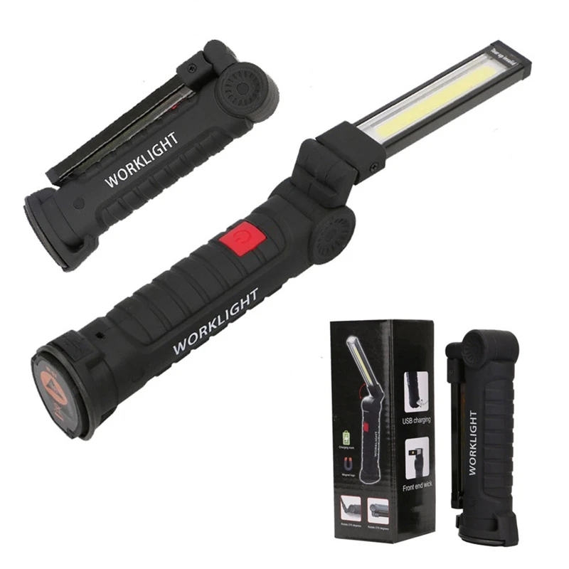 

Portable 5 Mode COB Flashlight Torch USB Rechargeable LED Work Light Magnetic COB Lanterna Hanging Hook Lamp For Outdoor Camping