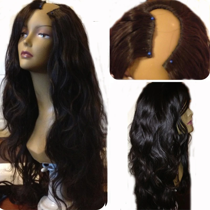 LUFFYHAIR объемная волна u образные человеческие волосы парики левая часть для женщин