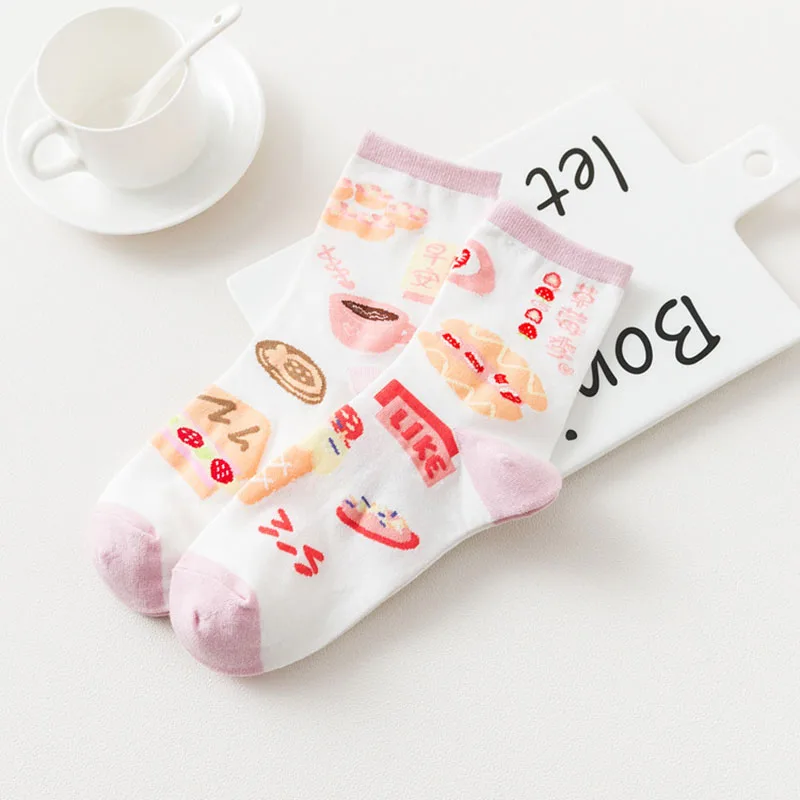 [COSPLACOOL]Harajuku Creative Japanese Funny Socks Strawberry Milk Breakfast Socks Women Cartoon Animal Warm Calcetines Mujer