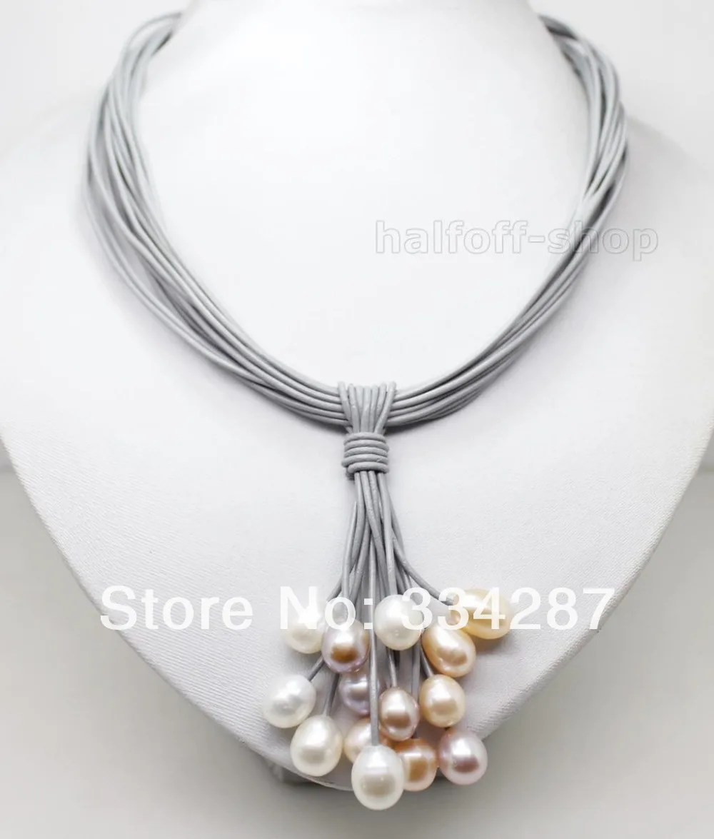 

CHARMING AAA BIG PEARL PENDANT NECKLACE LEATHER CORD CHAIN MAGNET CLASP FASHION