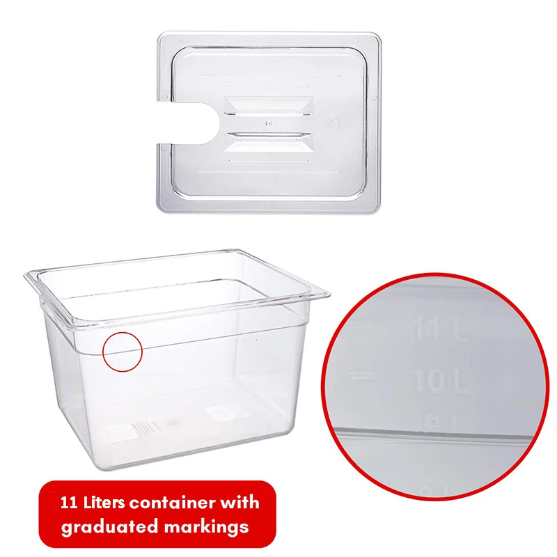 Biolomix Collapsible Hinged Sous Vide Container with Lid for Circulator Sous Vide Culinary Precision Cooker 11 Liter Capacity (2)