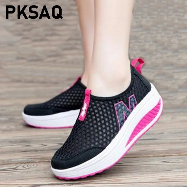 US $9.02 women Casual Sneakers shoes Sport Fashion Height Increasing Woman 2019 Breathable Air Mesh Swing We