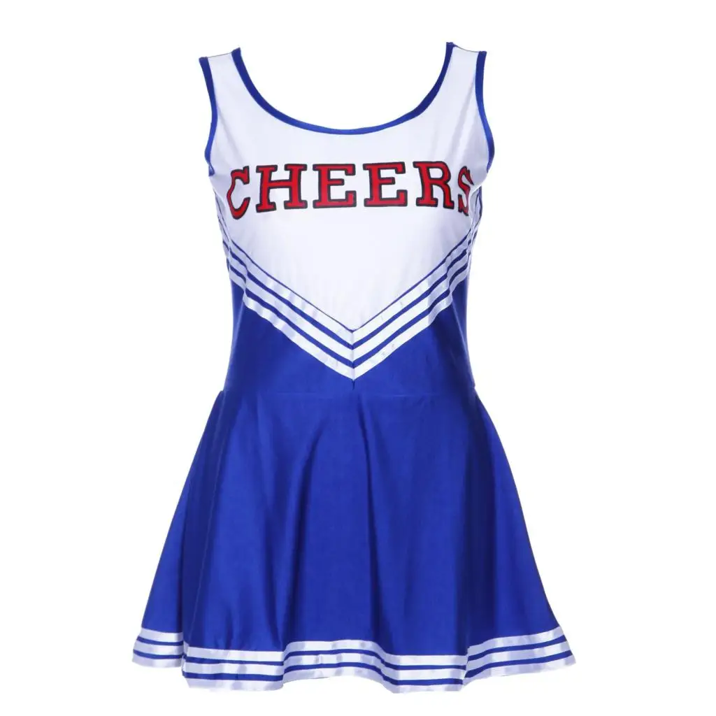 SZ-lgfm-платье на бретелях голубое нарядное платье помпон для чирлидинга помпон для девочек, вечеринка для девочек XS 14-16, Футбольная Школа