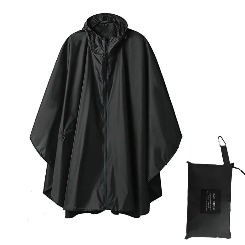 Goede Zwarte trenchcoat mode Stijl Hooded Vrouwen mannen unisex Regenjas Outdoor Regen Poncho Waterdichte Regenjas 3 Kleuren Regenkleding