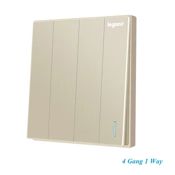 

High Quality Minimalism Elegant Milan Gold Stylish Large Panel Wall Switch With Fluorescence 4 Gang 1 Way Single Control Switch
