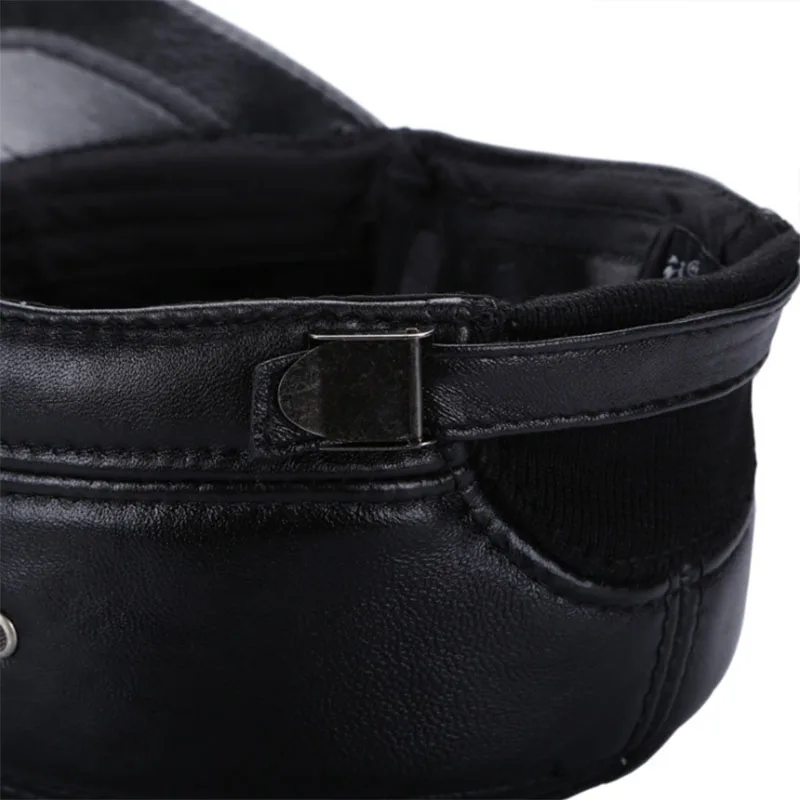  [AETRENDS] Winter Military Hats for Men 100% Genuine Leather Flat Cap Dad Hat Sailor Captain Army C