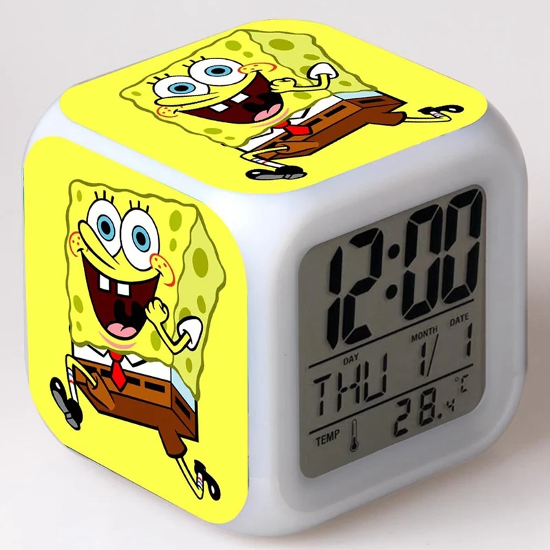 

Free Custom night light LED 7 color Flash Digital Alarm Clocks SpongeBob SquarePants reloj despertador wekker reveil Watch Toys