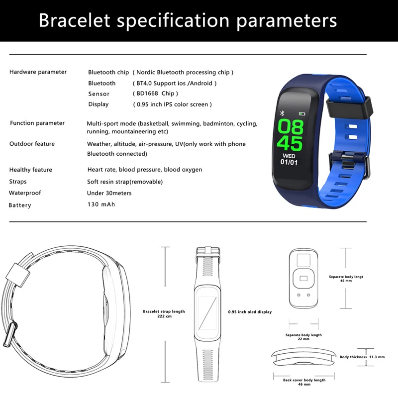 Betreasure F4P Bluetooth Smart Wristband Blood Pressure/Heart Rate Monitor Fitness Bracelet Sport IP68 Swimming GPS SmartBand Betreasure F4P Bluetooth Smart Wristband Blood Pressure/Heart Rate Monitor Fitness Bracelet Sport IP68 Swimming GPS SmartBand