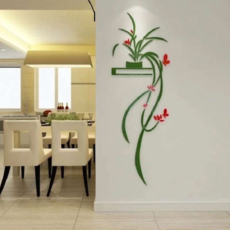 Орхидея 3D Хрустальная Настенная Наклейка акриловая ТВ фон Входное украшение для гостиной окна холодильника домашняя настенная бумага