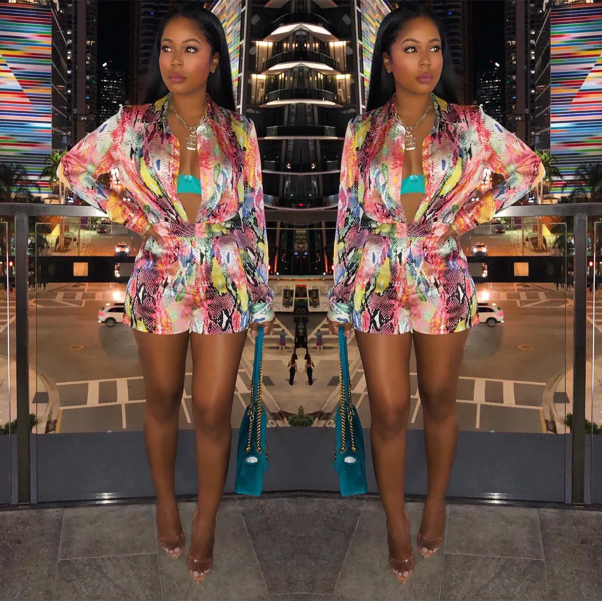 

2019 European and American fashion new printed casual street style sexy nightclub dress