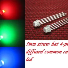 1000 шт. 5 мм соломенная шляпа 4-Булавки рассеянный Tri-Цвет RGB общий катод красный зеленый синий светодиод светодиоды