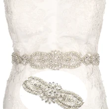 YANSTAR Bridal Rhinestone Wedding Belts Rose Gold Crystal 46CM Length Iron On Ribbons With Box For Bridal Gowns
