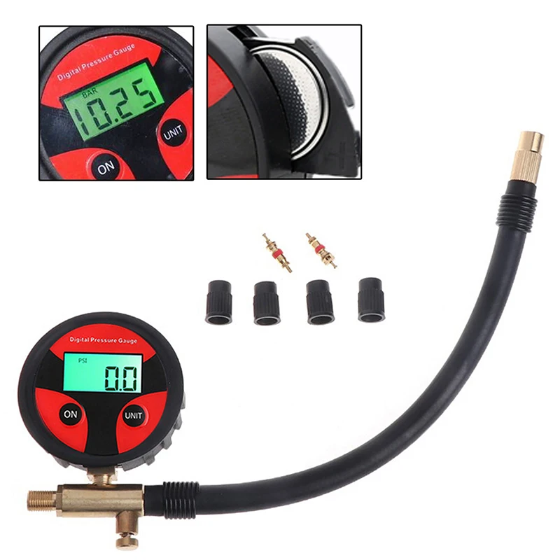 

Car Tire Pressure Gauge Motorcycle Black+Red Tyre Flexible 0-200PSI For Truck Manometer