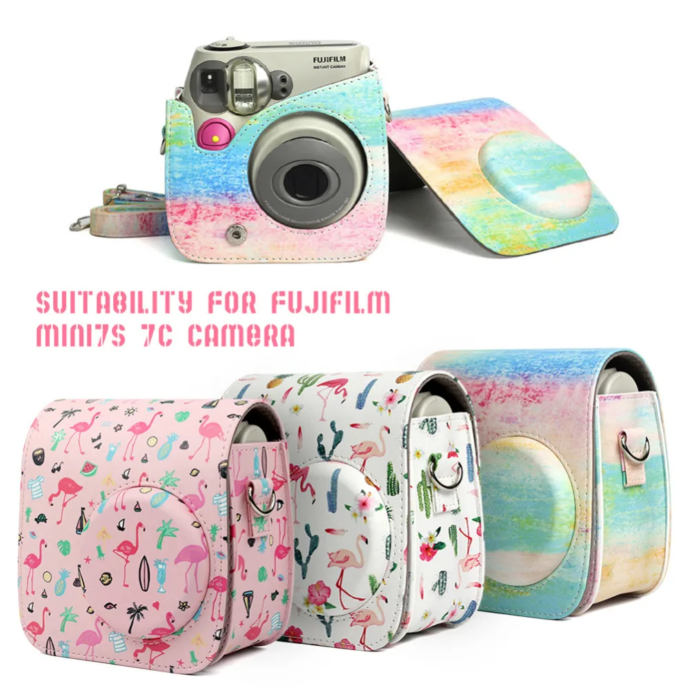 Goede 2018 Nieuwe Kleurrijke PU Lederen Bescherm Camera Bag Case Cover Pouch Voor FUJIFILM Instax Mini 7 s 7C