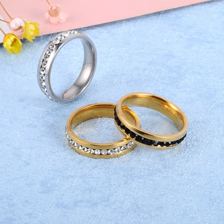

Classic Rhinestone Stainless Steel Wedding Ring For Women J00111