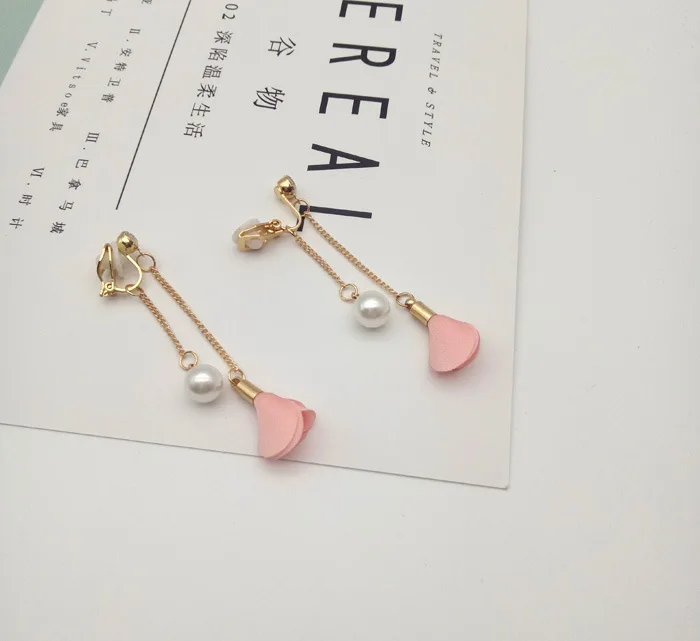 Серьги-клипсы розовые серьги-клипсы без пирсинга цветочные серьги для женщин