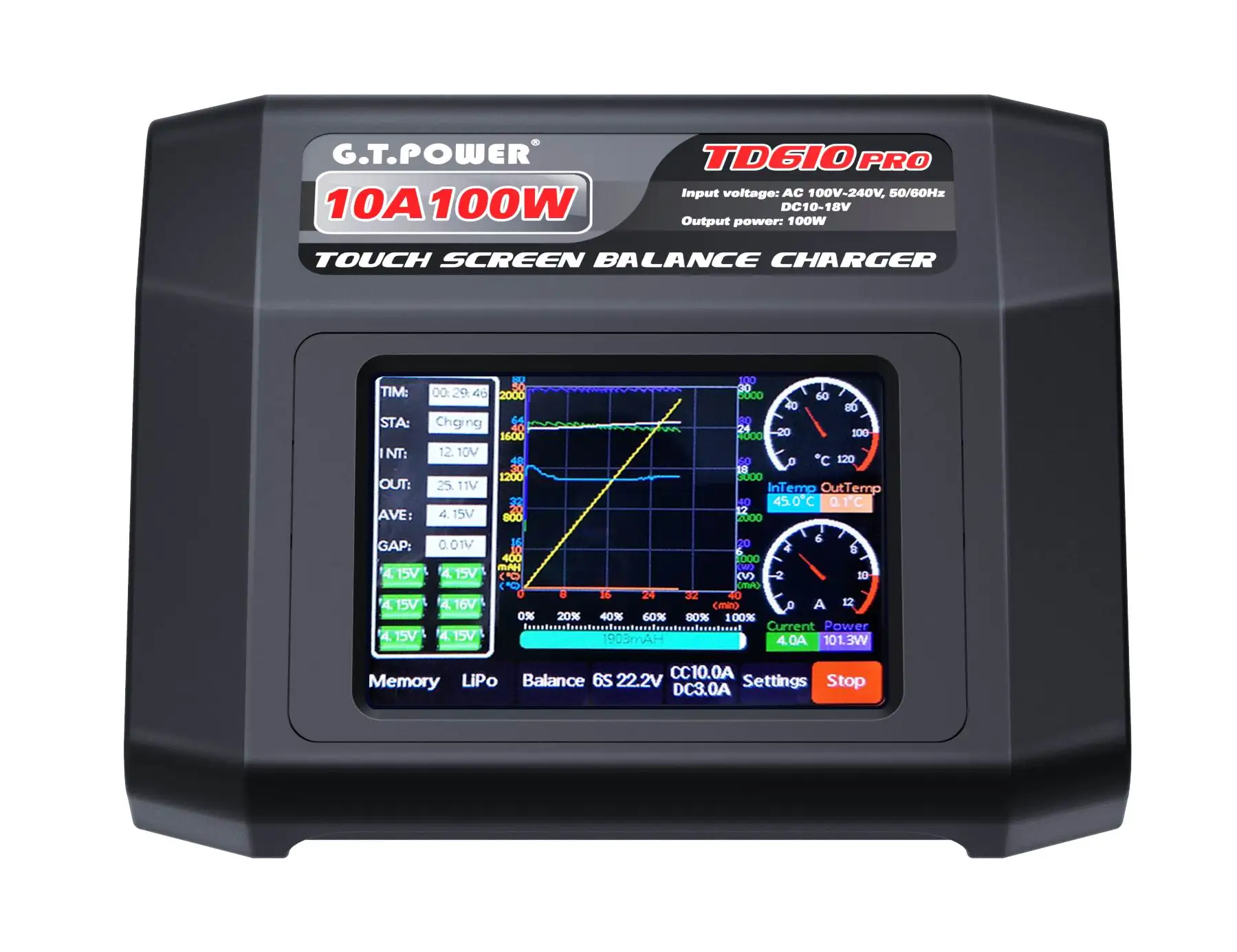 Зарядное устройство JMT GTP TD610 PRO 100 240 В пер. тока Вт 10 А|Детали и аксессуары| |